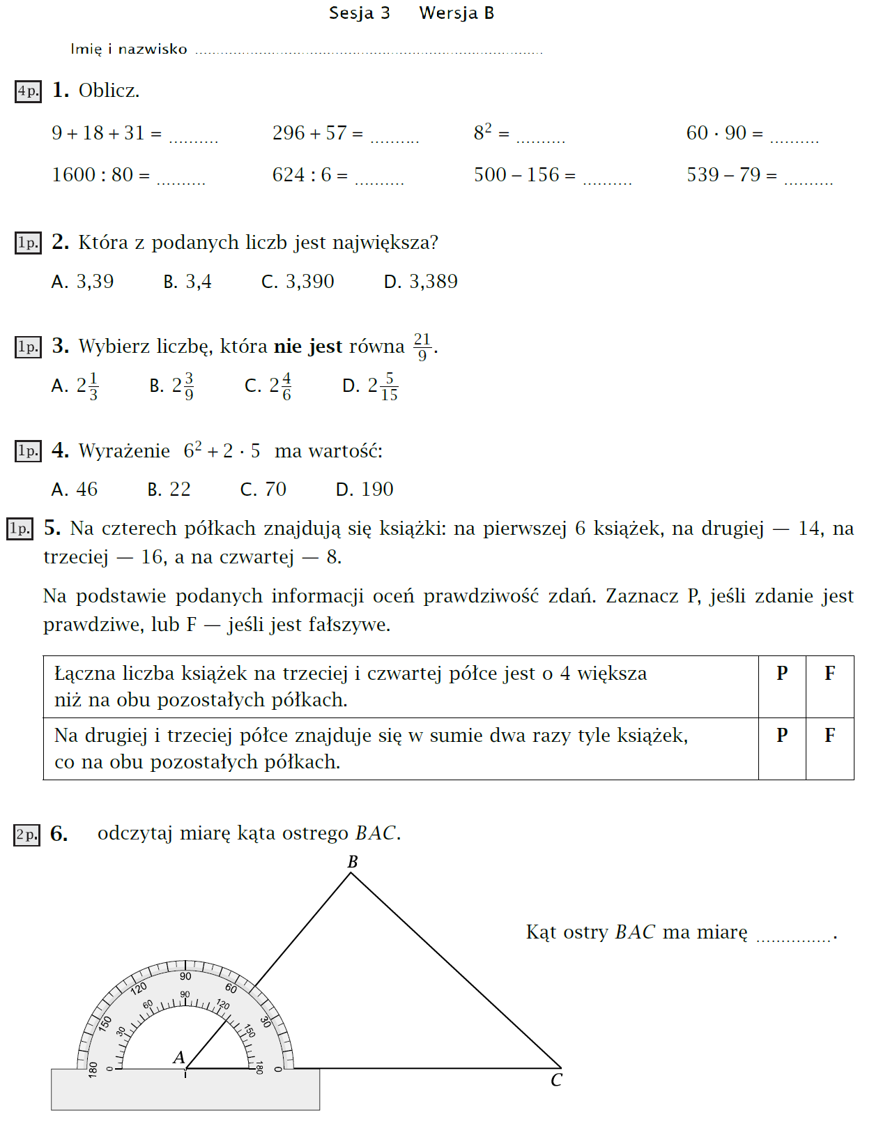 Sprawdzian Z Matematyki Klasa 5 Dział 1 Sprawdzian Semestralny Matematyka Klasa 7 - Mądry